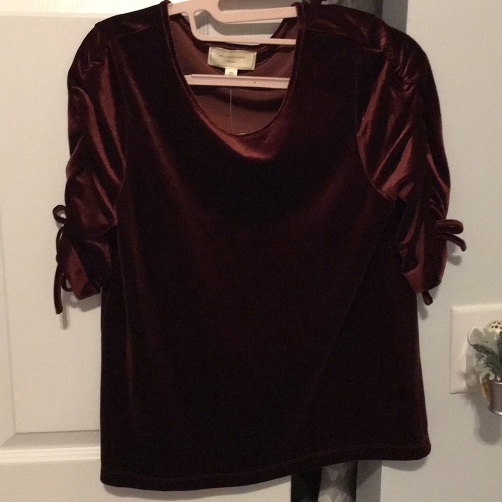 New with tags burgundy velvet top with detail